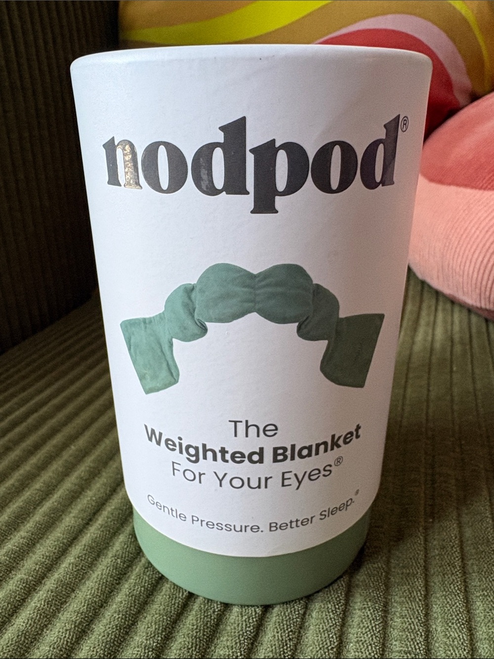 nodpod Sage Green Weighted Eye Blanket for Restful Sleep